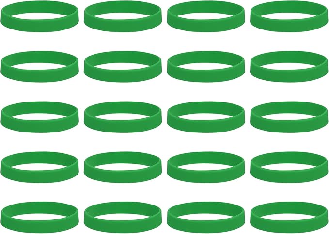 MECCANIXITY 100Pcs Silicone Rubber Bands Non-slip 4 Inch Flat Elastic Rubber Wrapping Bands for Books, Traps, Art, Wrapping Paper, Cord Wraps, Dark Green