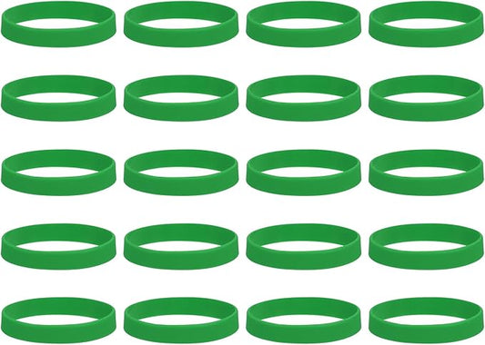 MECCANIXITY 100Pcs Silicone Rubber Bands Non-slip 4 Inch Flat Elastic Rubber Wrapping Bands for Books, Traps, Art, Wrapping Paper, Cord Wraps, Dark Green