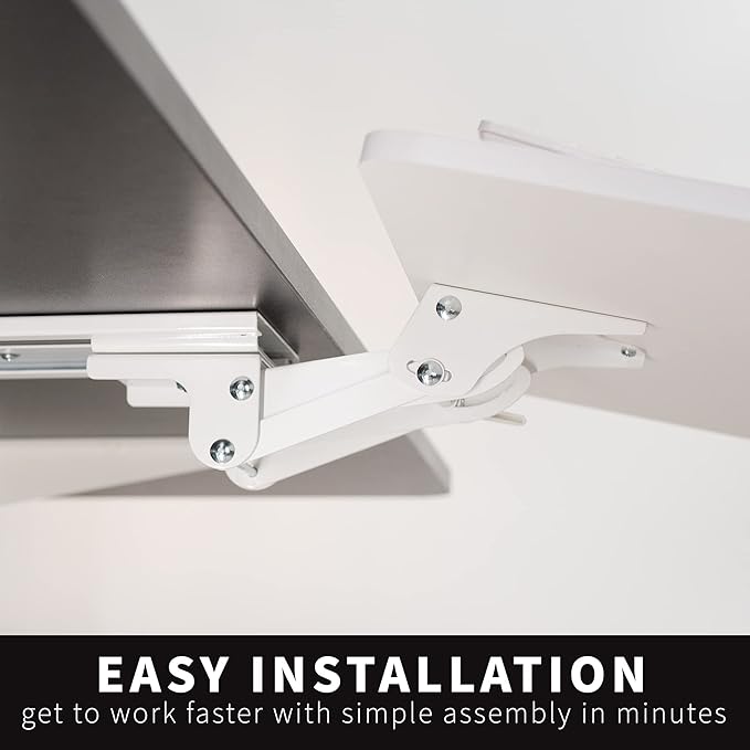 VIVO Adjustable 25 x 10 inch Computer Keyboard and Mouse Platform Tray Ergonomic Under Table Desk Mount Drawer Underdesk Shelf, White, MOUNT-KB03W