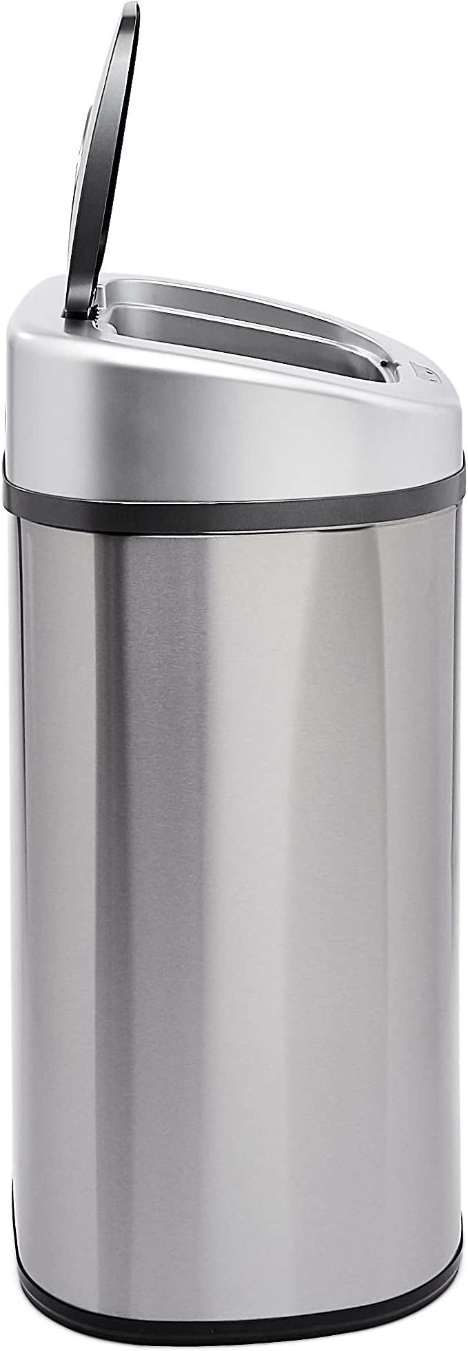 Amazon Basics Automatic Trash Can with Lid, Hands-Free, Stainless Steel, D-Shaped 80 l, 2 Bins
