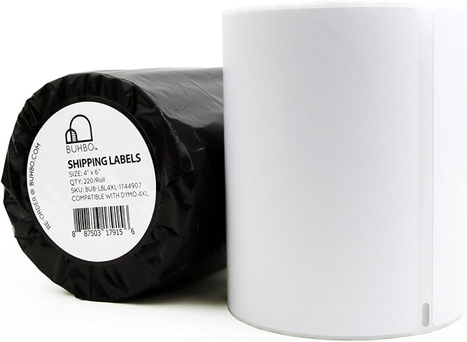 Buhbo Compatible with DYMO LabelWriter 4XL 4" x 6" Shipping Label 1744907, White (220 Per Roll)