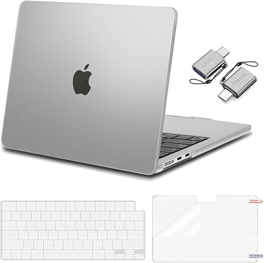 MOSISO Compatible with MacBook Air 13 inch Case 2025 2024 2023 2022 M4 A3240 M3 A3113 M2 A2681, Plastic Hard Shell&Keyboard Cover&Screen Film&Type C for MacBook Air 13.6 inch Case, Frost