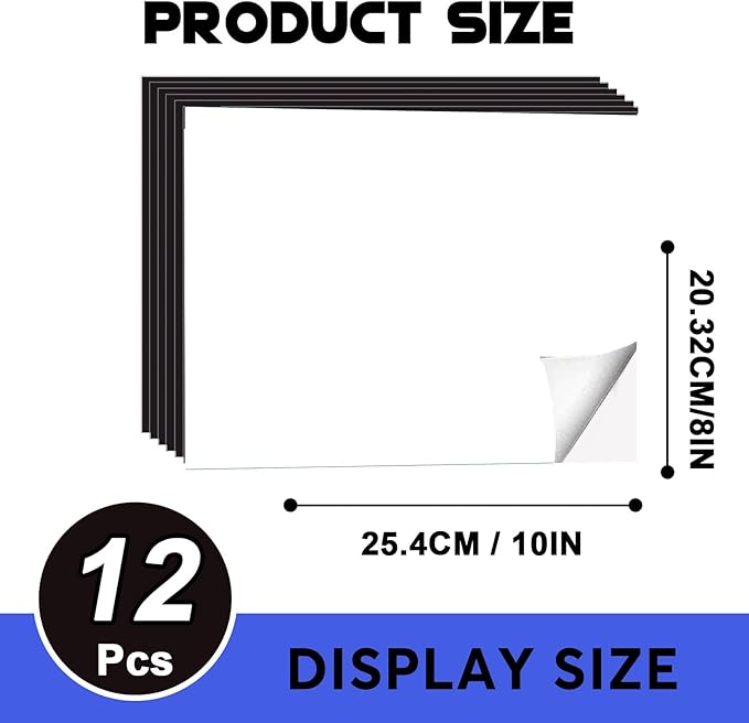 Magnetic Self Adhesive Sheets-8”x 10”,12 Pack Cuttable Picture and Photo Adhesive Magnet,Sticky Magnet Sheets for Craft Magnets,stickers