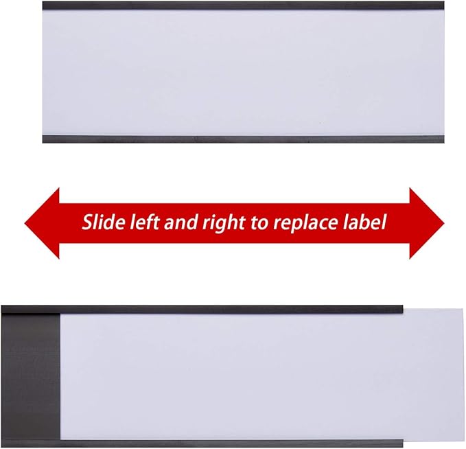 Eeoyu Magnetic Label Holders with Magnets Magnetic Data Card Holders with Clear Plastic Protectors for Metal Shelf, Whiteboard, Set of 50 (0.8 x 3 Inch)