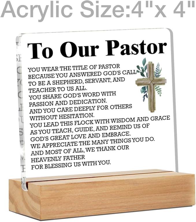 Gifts for Pastors, Thank You Gift for Pastor Preacher Church Leader, to Our Pastor Clear Desk Decorative Sign Home Acrylic Decor