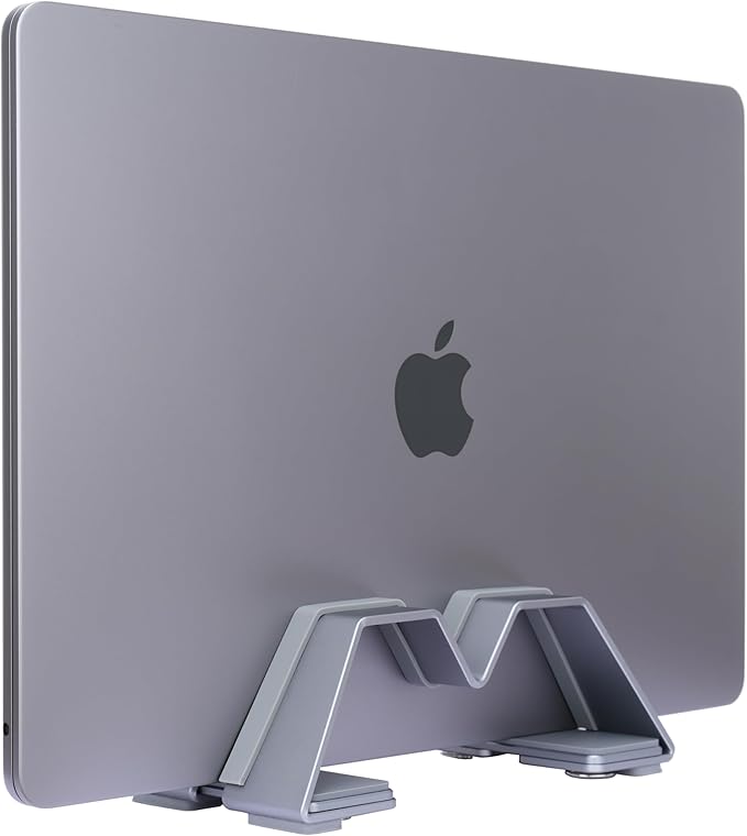 Adjustable Vertical Laptop Stand - Aluminum, Universal Fit for All Laptops (10-30mm Thickness) - Fashion Design, Adjustable Width, Anti-Slip & Scratch-Resistant, Patented Design