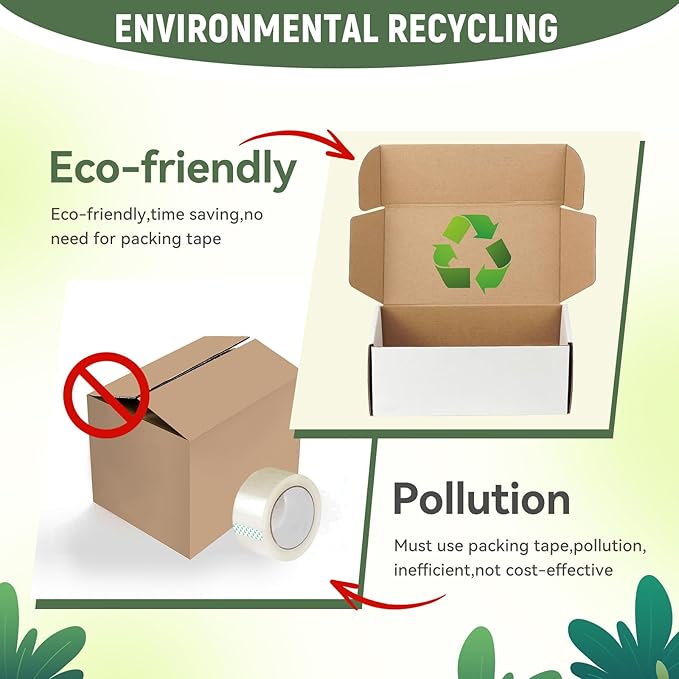 10 Pack 13"x10"x4" inch Shipping Boxes White Corrugated Cardboard Box for Small Business, Mailer, Shipping, and Packing