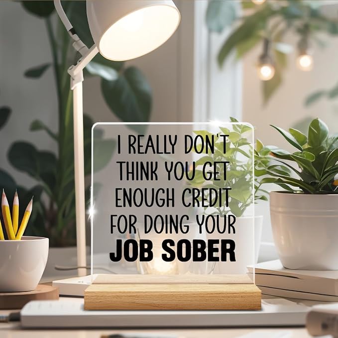 Funny Gifts for Coworker Boss, Humor Coworker Gifts for Women Men, I Really Don't Think You Get Enough Credit for Doing Your Job Sober Acrylic Desk Sign Decor