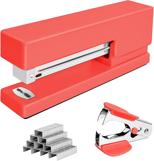 Office Desktop Stapler - 25 Sheet Capacity with 830 Staples and Staple Remover,Staplers for Desk,Non-Slip for School, Home, Orange