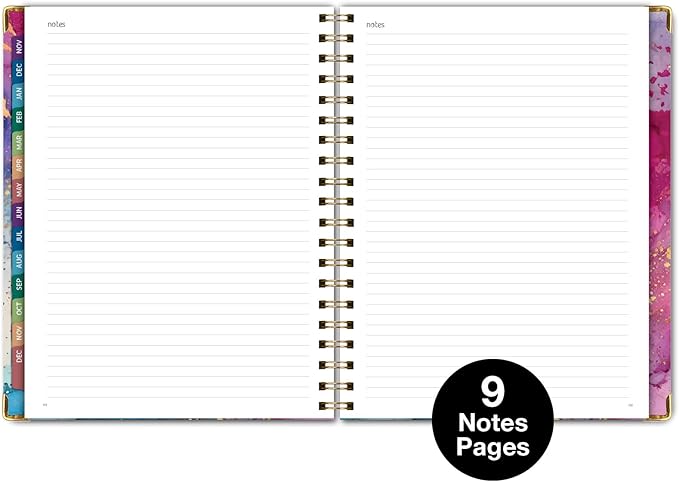 HARDCOVER 2026 Planner, 8.5"x11": 14 Months (November 2025 - December 2026), Daily Weekly Monthly Planner, Yearly Agenda, Bookmark, Pocket Folder and Sticky Note Set (Rainbow Gold Marble)