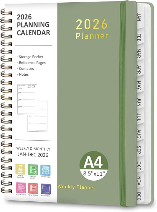2026 Planner, Weekly and Monthly Calendar Academic Planner, Jan 2026 - Dec 2026, Planning Agenda Book for Desk Accessories and School Supplies - Letter Size (8.5'' x 11'')