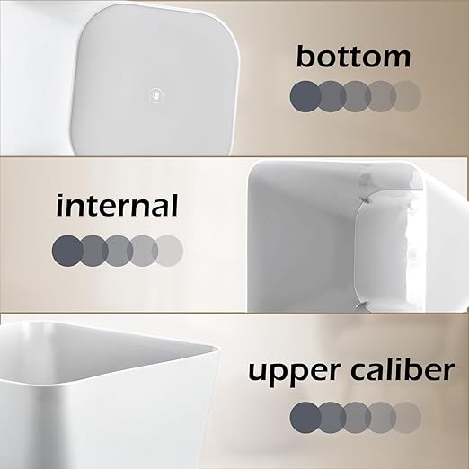 Hoolerry 9 Pieces Garbage Can 2 Gallon Small Trash Cans Bulk Bathroom Trash Bin Plastic Wastebasket Square for Bedroom Slim Bathroom Trashcan Small Container for Kitchen Office Home Rooms(White,Grey)
