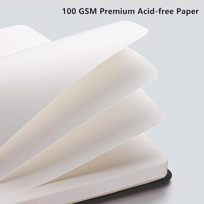 RETTACY Blank Journal Notebook, 2-Pack, 192 Pages per Pack, A5 Medium Size (5.7'' x 8.3''), Leather Hardcover, 100 GSM Thick Paper, for Sketching, Drawing, Painting (Black & Brown)