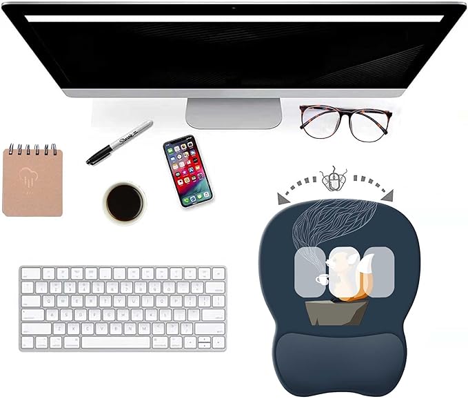 Cute Ergonomic Gel Mouse Pad with Wrist Rest, Gaming Non-Slip PU Base for Computer Office, Comfortable Laptop Desk Accessories Decor