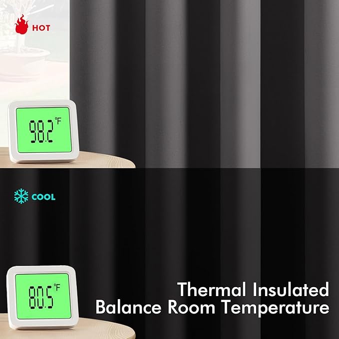 MIULEE Grey Blackout Curtains for Bedroom Living Room 63 Inches Long 2 Panels, Thermal Insulated Room Darkening Drapes Solid Grommet Top Noise Reduction Light Blocking Window Treatments 40x63 Inch