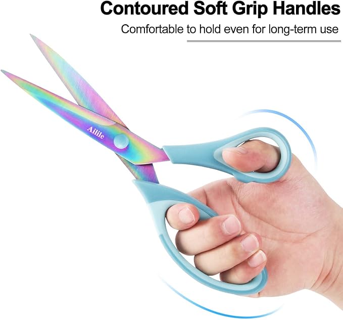 Craft Scissors, All Purpose Sharp Titanium Blade Shears, Comfortable Grips, School Scissors Set of 3 pack, Ideal for Office, Home, Sewing, Fabric, Kitchen, Arts and DIY Supplies, 9.3"/8.5"/5.6", Blue