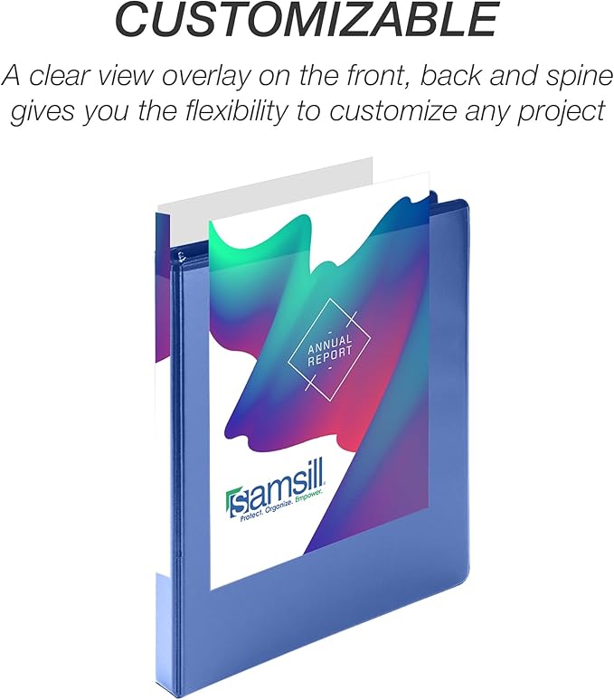 Samsill Durable 0.5 Inch Binder, Made in USA, D Ring Binder, FSC 100% Recycled Chipboard, Blue, 4 Pack