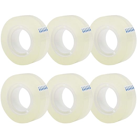 OWLKELA 6 Rolls Transparent Tape Refills, Clear Tape, All-Purpose Transparent Glossy Tape for Office, Home, School