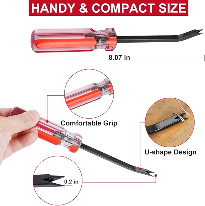 Staple Remover Tool, 2-Pack Upholstery Staple Puller with Double Prongs, Tack & Nail Lifter for Furniture, Floor, Wooden Case, Photo Frame, Carpet