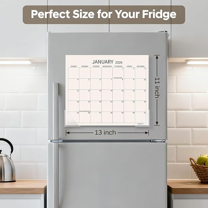 Magnetic Refrigerator Calendar 2026-2027, Monthly Magnet Fridge Calendar Jan 2026 to Jun 2027, Large 13 x11 inch, Easy Organizing