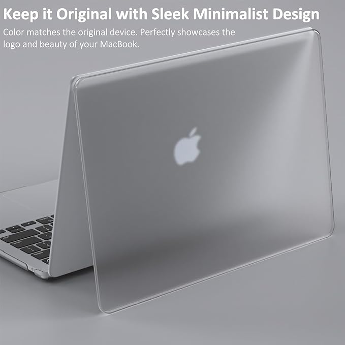 KEROM Matte Clear Case for MacBook Air 13 inch 2025-2022 M4 M3 M2 A3240 A3113 A2681, MacBook Air M3 13 inch Case, Matte Plastic Hard Shell & Keyboard Cover for Mac Air 13.6 inch, Frosted Clear