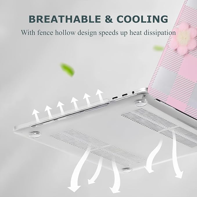 DTangLsm for MacBook Pro 13 inch Case 2025 2024-2016 M2 M1 A2338 A2289 A2251 A2159 A1989 A1706 A1708, Gingham Plush Plastic Hard Shell Cover for MacBook Pro 13.3 + Keyboard Cover, Pink Checkerboard