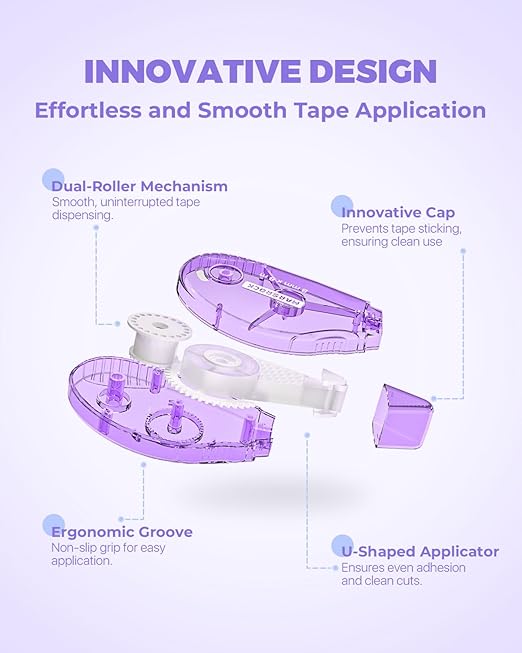 Double-Sided Adhesive Dots Roller – 12 Pack (0.31IN x 26FT) Dots Glue, Craft & Scrapbook Supplies for Gift Wrapping, Scrapbooking, and Photo Tape