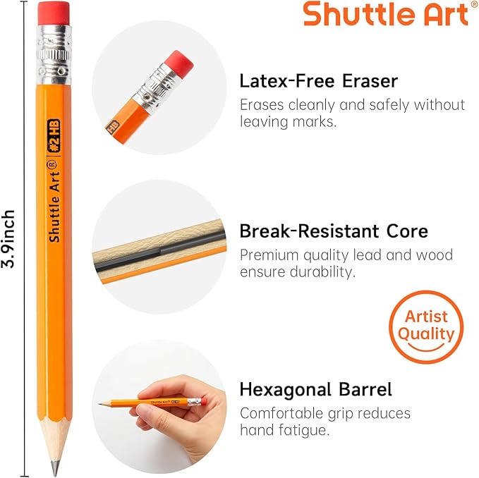 Shuttle Art 108 Pack Golf Pencils With Erasers, #2 HB Pencils Bulk, 3.5” Mini Pencil, Pre-Sharpened Small Pencil for Kids Teachers Classroom Games, Back to School Supplies