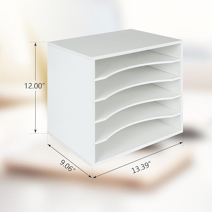 Paper Organzier Wood Desktop Organizer Storage Letter Tray File Sorter with Adjustable Shelves for Home Office