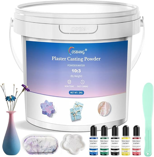OSBANG Plaster Casting Powder 3000G/105 OZ, Water Activated Fast Curing Kit, 20–30 Min Demold, Beginner Friendly Material for Resin Molds, Crafts & DIY Art
