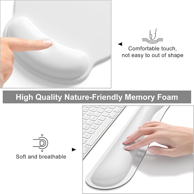 Dapesuom Large Gaming Mouse Pad, Mouse Pads with Wrist Rest Wrist Support, 4in1 Big XXL Desk Mat Desk Pad + Ergonomic Mousepad + Memory Foam Keyboard Mat Wrist Rest + Coaster Set for Computer, Gray