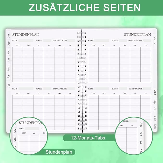 2026 Planner - Monthly Planner Runs January 2026 to December 2026, 6.25" x 8.25", 12 Monthly Tabs, 14 Notes Page, Inner Pocket, Flexible Cover with Twin-Wire Binding, Planners 2026, Green