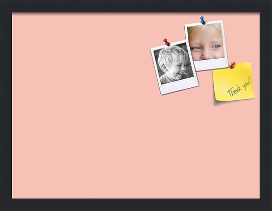 PinPix 20x15 Inch Cork Bulletin Board. This Decorative Framed Pin Board Comes with Pink Pastel Design and a Satin Black Frame. Ideal for Home Office Decor or Message Board (PinPix-1813)