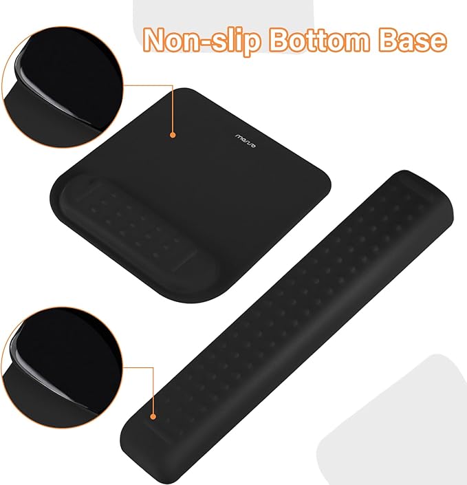 MOSISO Computer Keyboard Stand&Wrist Rest Support for Keyboard &Mouse Pad Set, Ergonomic Massage Wrist Rest Set, Easy Typing Working Acrylic Clear Stand for Office Home, Black