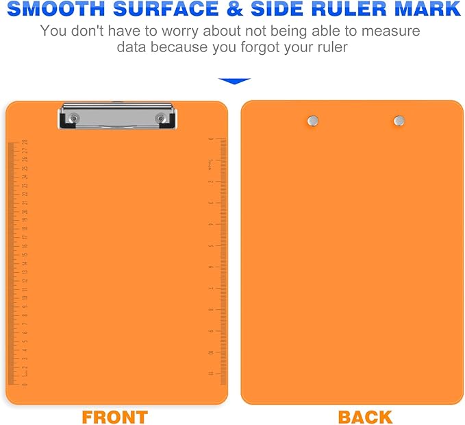 HERKKA 15 Pack Plastic Clipboards, Assorted Color, Low Profile, Standard A4 Letter Size