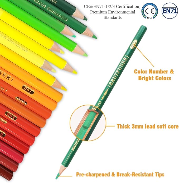 LBW Watercolor Pencils, Set of 72 Professional Colored Pencils Premium Soft Core for Adults Kids Beginners Blending Sketching Shading