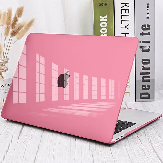 Compatible with 2021 2020 2019 2018 MacBook Air 13 inch Case Release M1 Chip A1932 A2179 A2337, Plastic Hard Shell Case Keyboard Cover Screen Film for MacBook Air 13 inch 2021, Crystal Pink