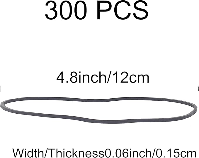 Rubber Bands Black 300Pcs 4.8inch Big Elastic Rubber Bands for trash cans rubber bands office supplies File Folders Litter Box