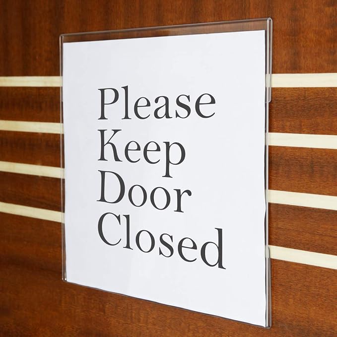 Niubee 8x10 inch Wall Mount Acrylic Sign Holder with Double Sided Tape Adhesive for Office, Home, Store, Restaurant, No Drilling -Horizontal (6 Pack)