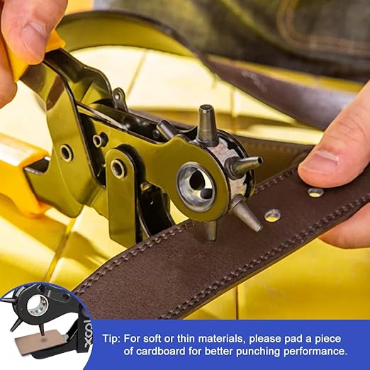 Revolving Punch Plier Kit, XOOL Professional Leather Hole Punch Set,Leather Hole Punch Set for Belts, Watch Bands, Straps, Dog Collars, Saddles, DIY Home or Craft Projects, Heavy Duty Rotary Puncher