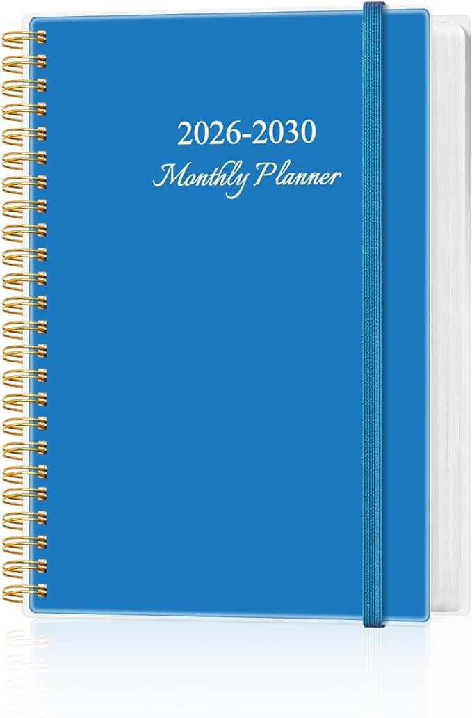 2026-2030 Monthly Planner - 60 Month PLanner Calendar from January 2026 to December 2030, 5 Year Planner 2026-2030 with Flexible Cover, Inner Pocket, Perfect for Home | School | Office, 5.8" x 8.5", Blue