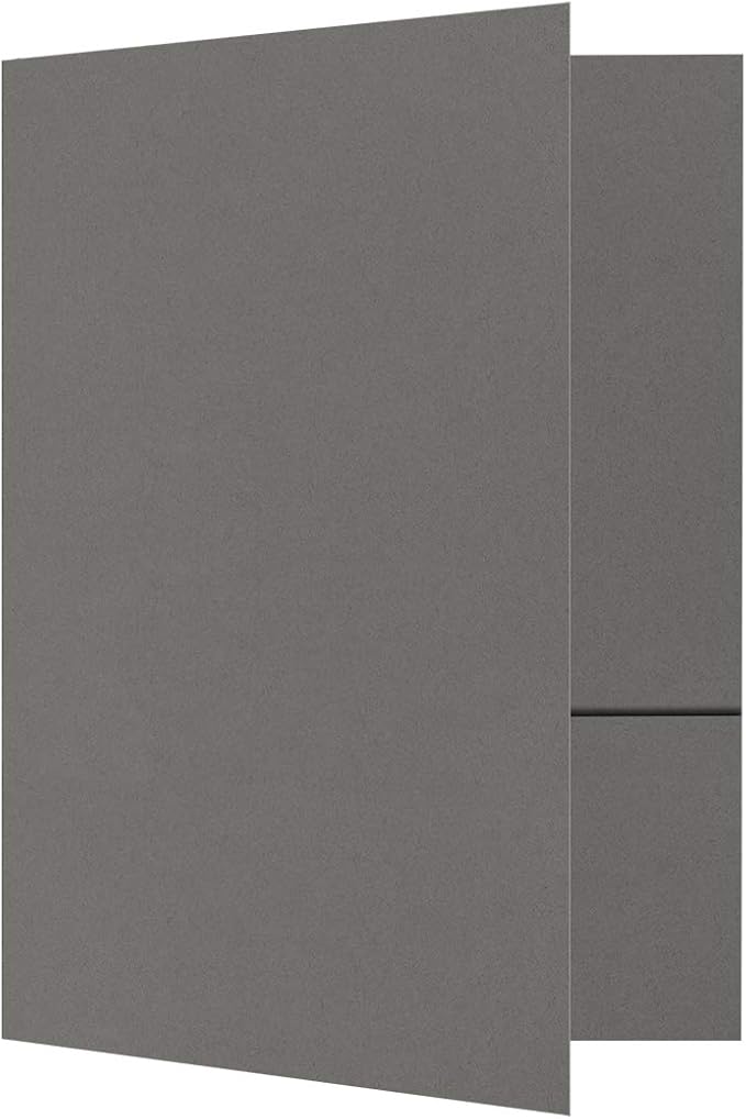 LUXPaper 9" x 12" Presentation Folders | Two Pocket | Smoke Gray | 100lb. Cover | 25 Qty