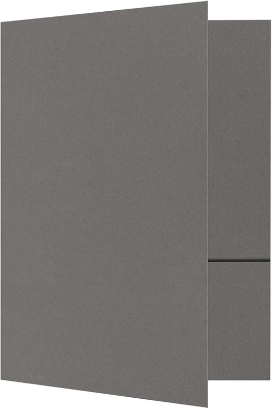LUXPaper 9" x 12" Presentation Folders | Two Pocket | Smoke Gray | 100lb. Cover | 10 Qty