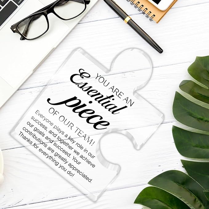 Team Appreciation Gifts Thank You Gift for Coworkers Colleagues Employees, Best Team Ever Gifts You Are an Essential Piece Acrylic Puzzle Piece Plaque Office Decor