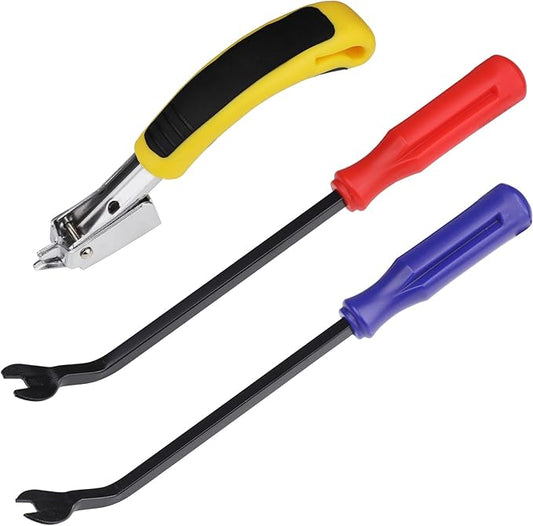 Upholstery Staple Remover Heavy Duty Staple Puller for Removing Carton Construction Upholstery Staples Removal Tool with Non-Slip Handle for Furniture, Carpet, Carton, Floor 3 Pcs