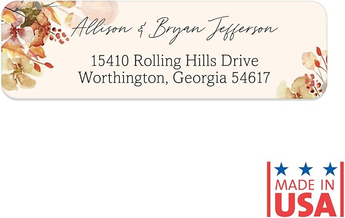 Rust Orange Floral Rolled Address Labels / 500 Personalized Return Address Labels/Designer Address Stickers in Elegant Plastic Dispenser