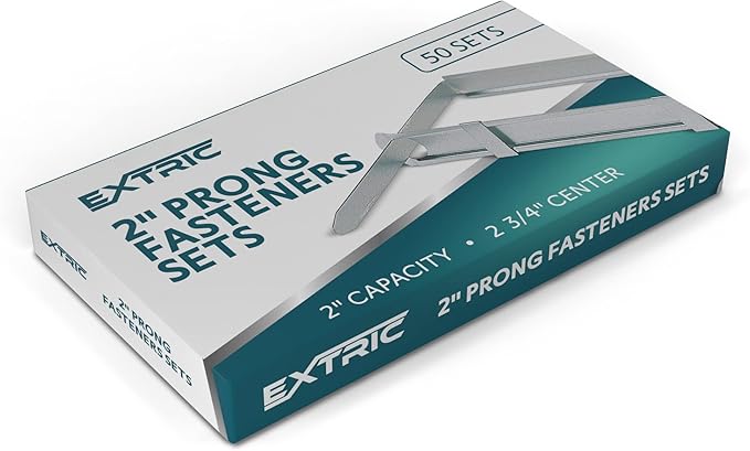 Prong Paper Fasteners, 2" Capacity Fasteners, 2.75" Base, 50 Complete Base Set Paper Fastener Prong Fasteners
