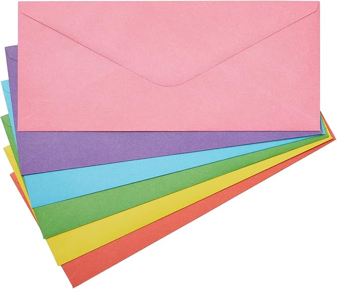 Sustainable Greetings Business Mailing Envelopes - Assorted Color Envelopes - Gummed V-Flap Seal - High-Volume Bulk Office Supply - 4.125 x 9.5 in, Pack of 120, Multicolored