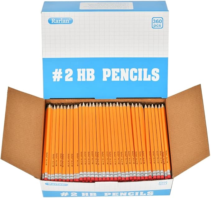 Rarlan Wood-Cased #2 HB Pencils, Pre-sharpened, 360 Count Bulk Pack