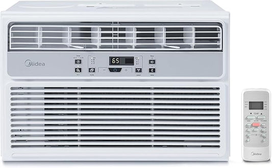 Midea MAW08R1BWT EasyCool 8,000 BTU Window Air Conditioner, Fan-Cools, Circulates and Dehumidifies up to 350 Sq Ft, Reusable Filter, LCD Remote Control, White